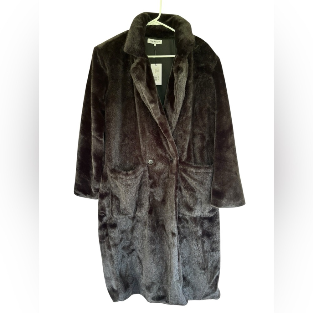 WeWoreWhat Dark Brown Faux Fur Coat